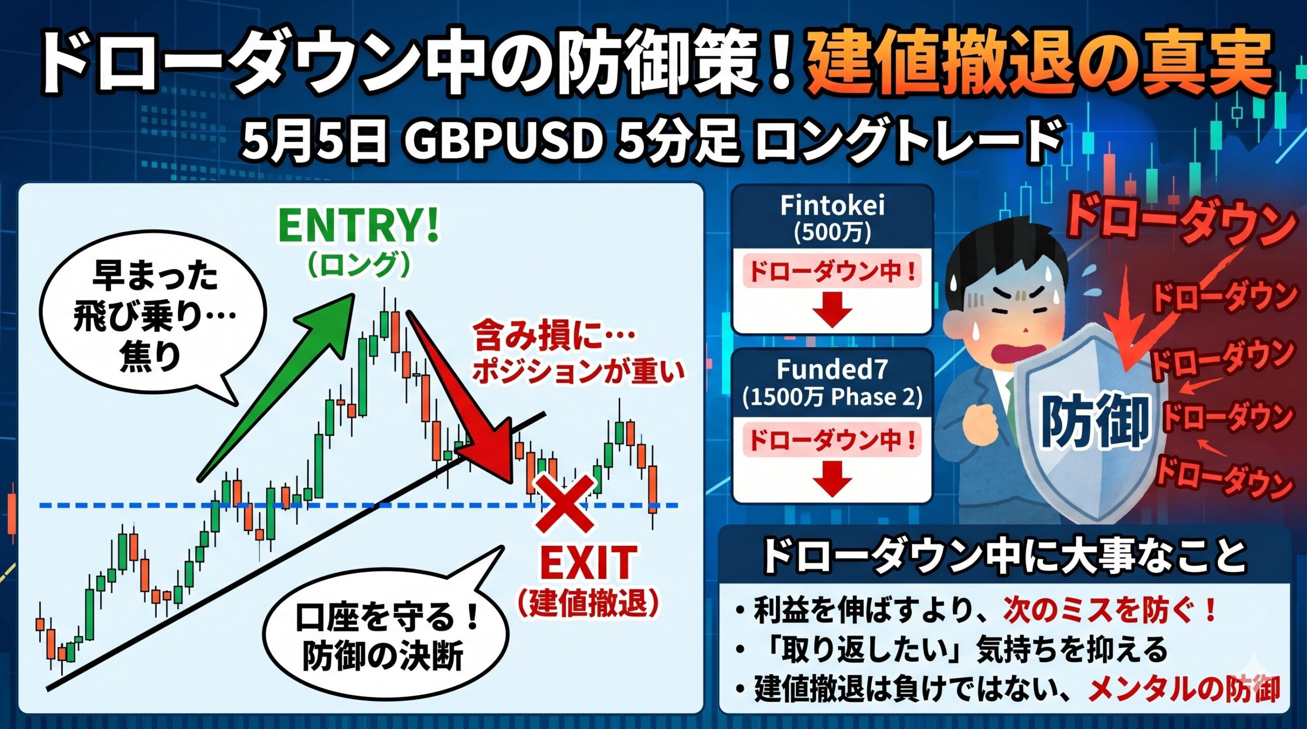5月5日のトレード振り返り｜ドローダウン中のGBPUSDロング、建値撤退した理由