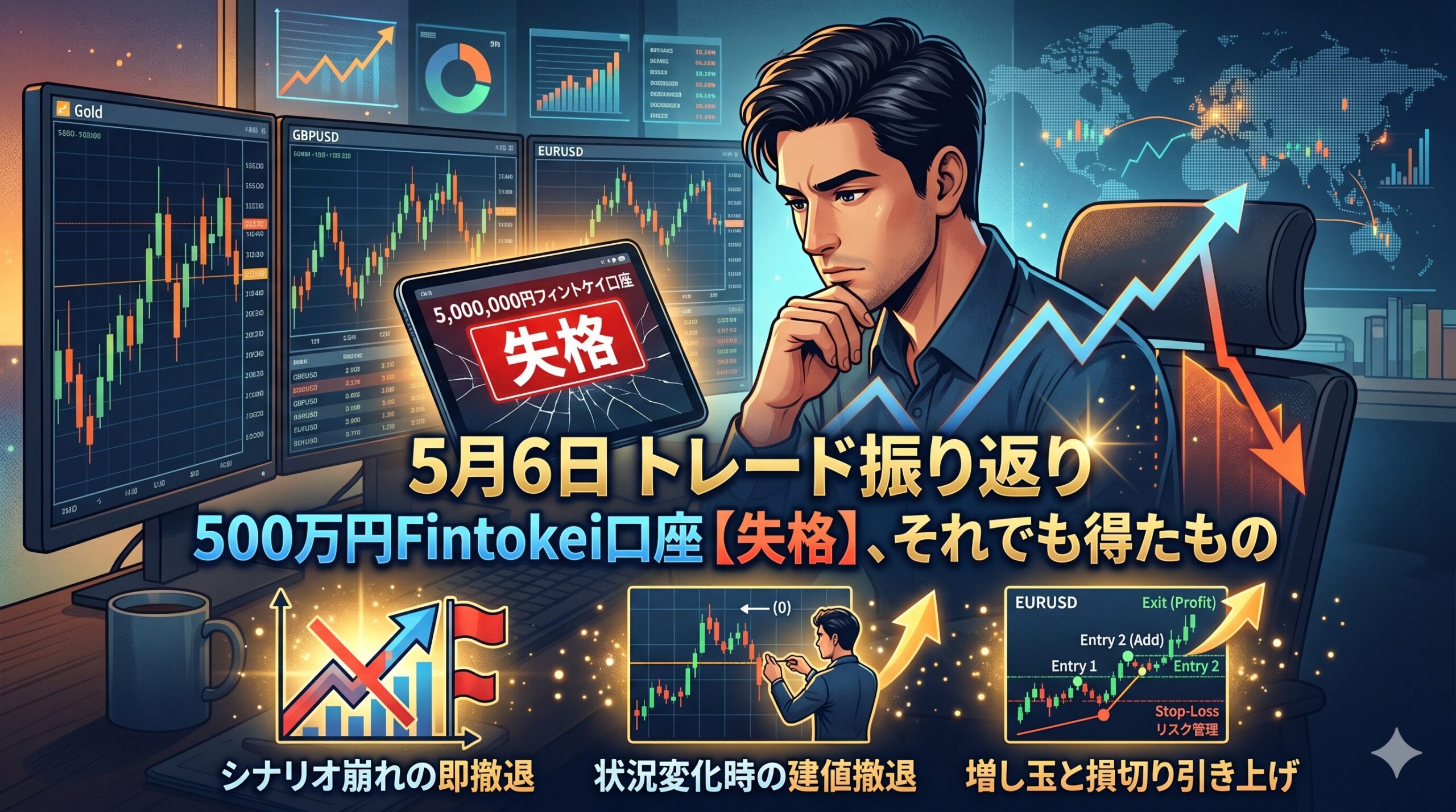 5月6日のトレード振り返り｜500万円フィントケイ口座が失格、それでも得たもの
